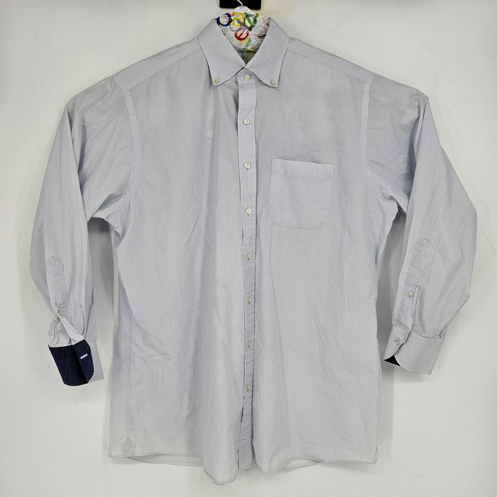 Proper Cloth Shirt Mens XXL Button Up Long Sleeve White Blue Casual FLAWS